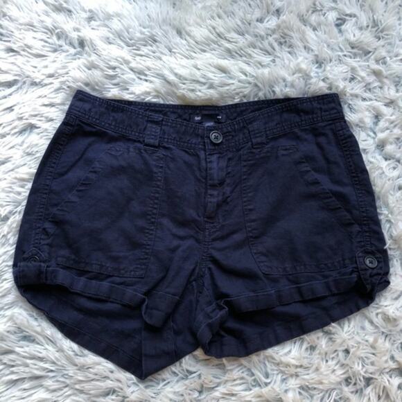 Gap Cotton Linen Blend Dark Blue Shorts Size 0 - Picture 2 of 5